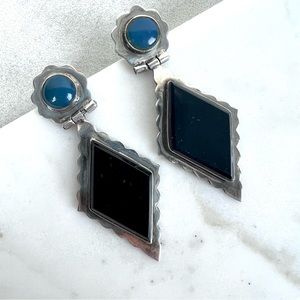 Sterling and Black Onyx Hand Crafted Earrings